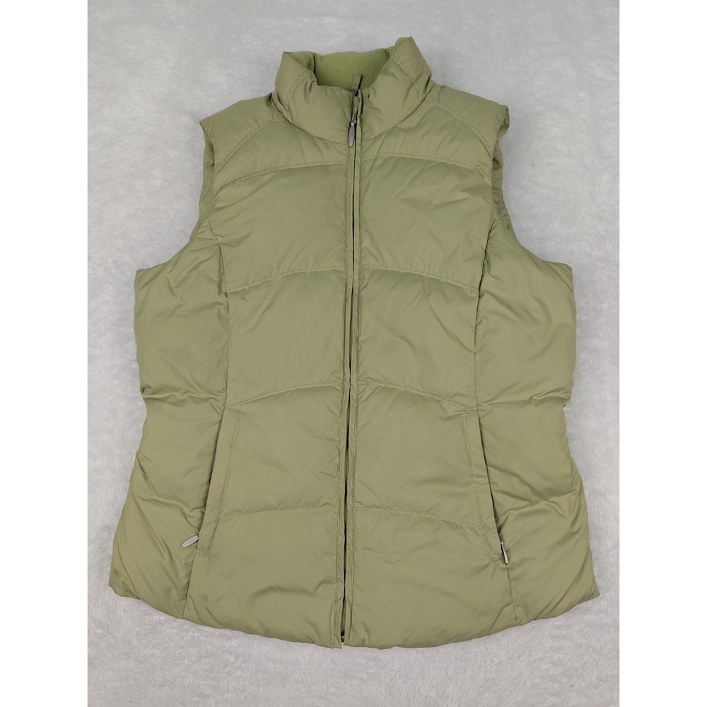 Eddie Bauer Down Vest Women's Sz M Green Premium Goose Fill Puffer Full Zip